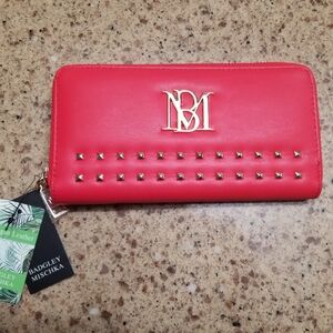 Badgley Mischka Red Purse Gold Studded